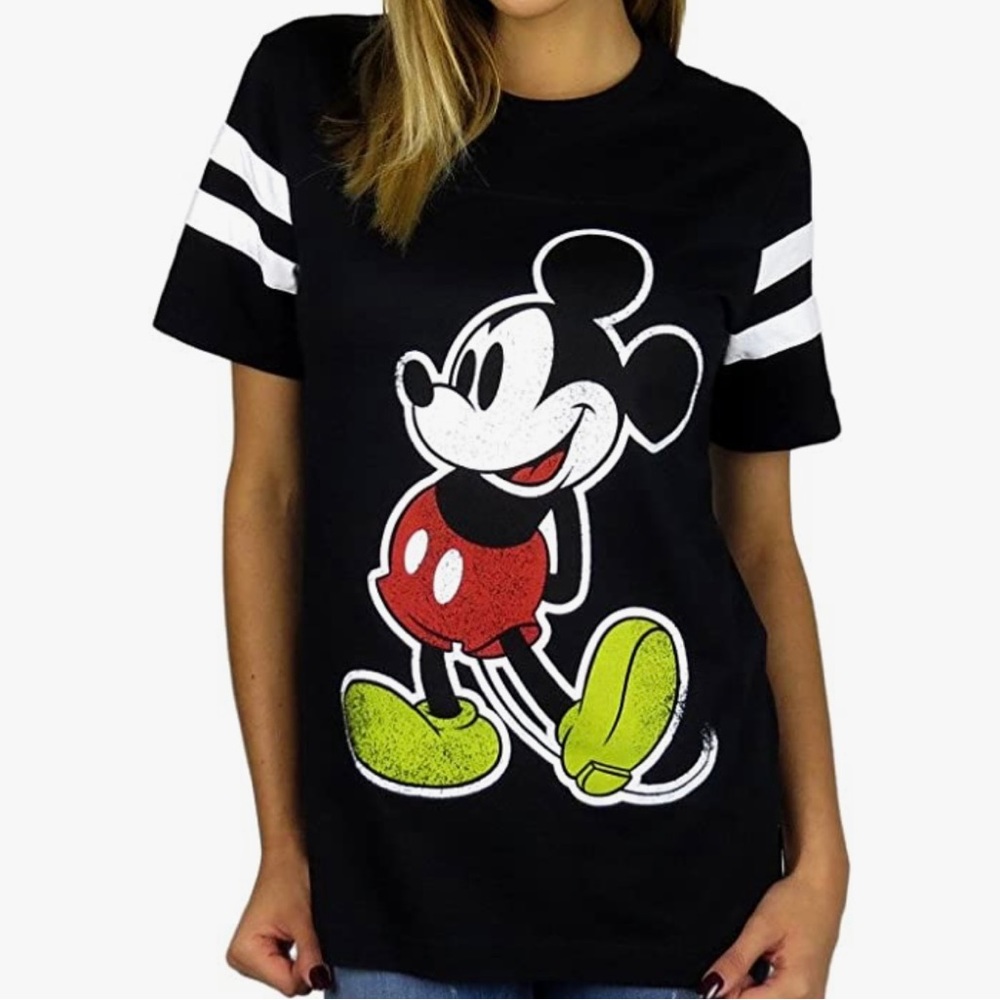 Disney Womens Mickey Mouse Varsity Football Tee